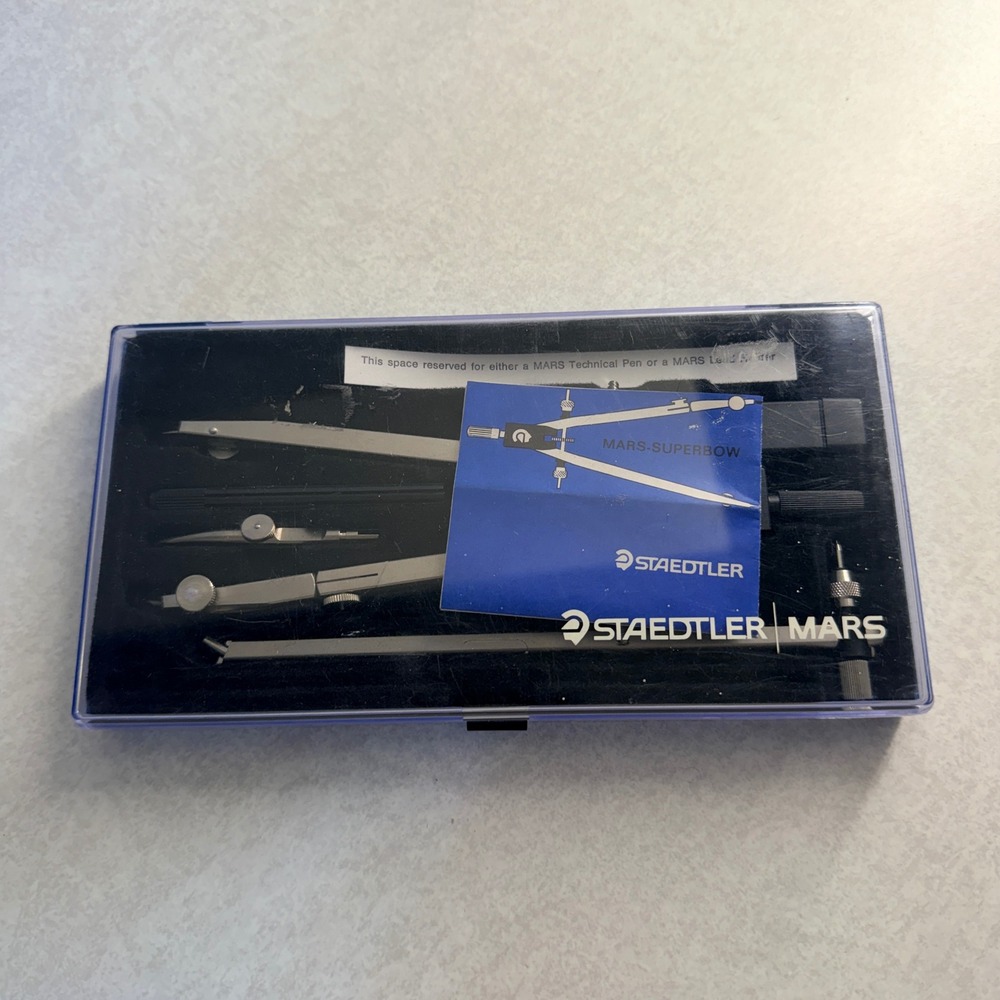 Staedtler Mars Superbow Drafting Set Germany Compass Extension Bar Engineering - Picture 3 of 4
